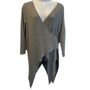 JOH. Gray Tulip helm faux wrap blouse top. Athleasure Oversized Size Medium.